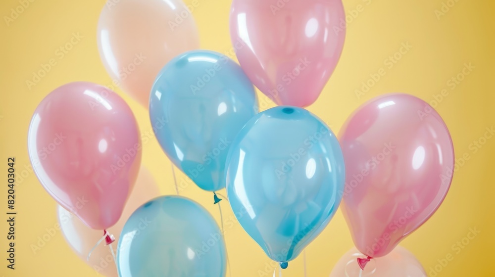 custom made wallpaper toronto digitalA close-up of pastel balloons in shades of pink and blue, with a soft yellow background adding a warm, inviting feel
