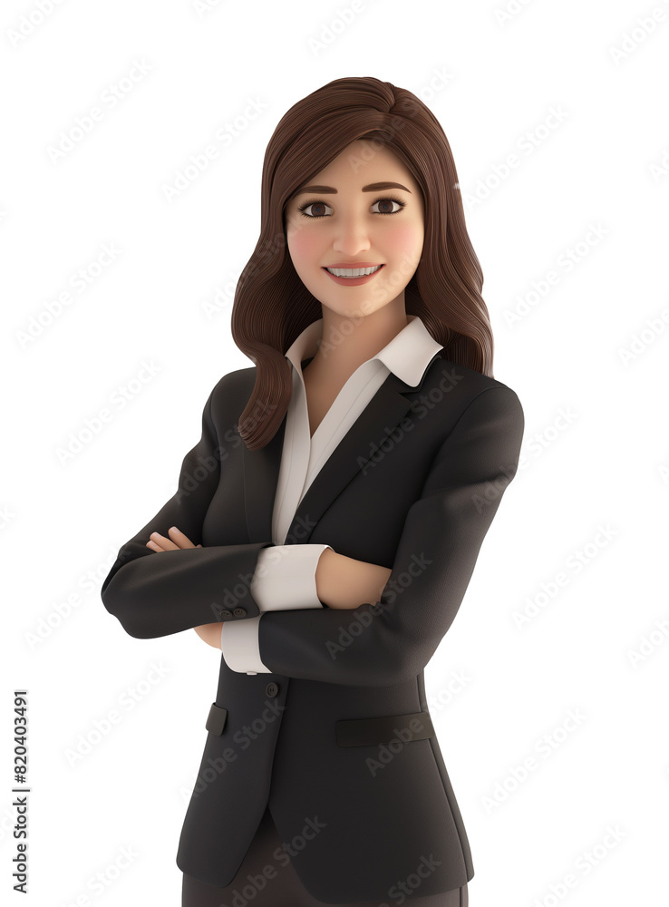 Confident business girl cartoon illustration isolated on a transparent background Confident business girl cartoon illustration isolated on a transparent background