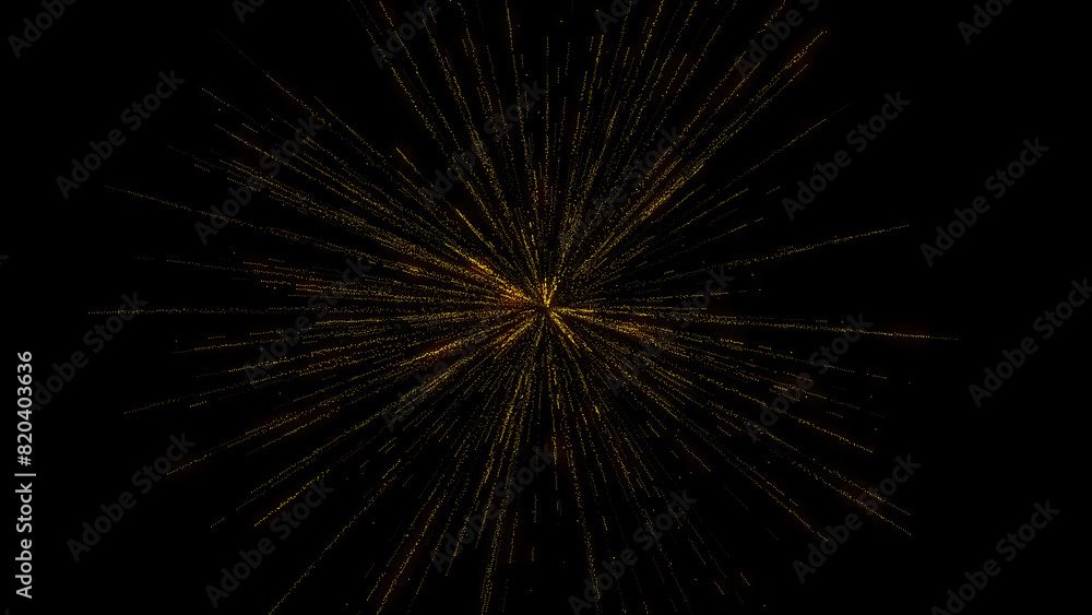 Futuristic Fractal Burst with Energy Glittering Particle gold color abstract background Futuristic Fractal Burst with Energy Glittering Particle gold color abstract background