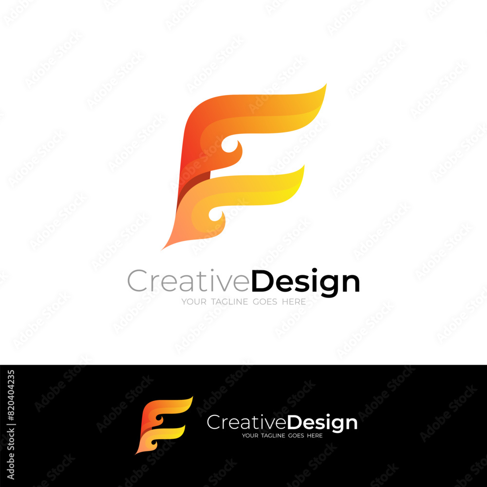Obraz premium Flame logo with red color, speed icon, 3d colorful