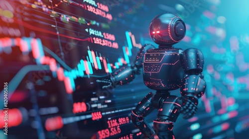 AI Trading concept, robots trading stocks on abstract digital platforms