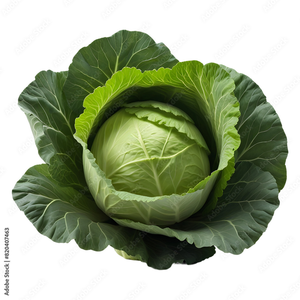 Fototapeta premium Cabbage isolated on transparent background, clipping path, full depth