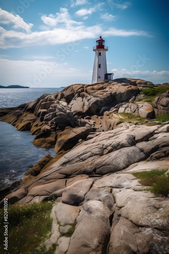 Lighthouse on the coast of the island of Gothenburg, Sweden