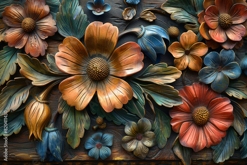 Wallpaper Mural panel wall art, wall decoration, marble background with flowers designs Torontodigital.ca