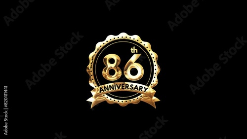  86th Anniversary luxury Gold Animation. Greeting for the 86th Anniversary. Luxurious Animation Celebrating 86 Years of Excellence photo