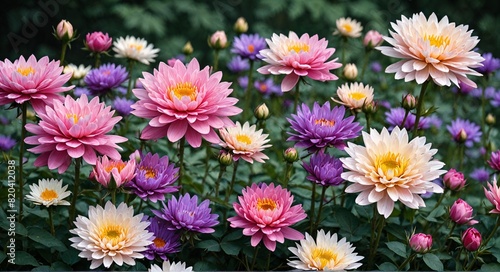 Colorful bouquet of lilies in full bloom