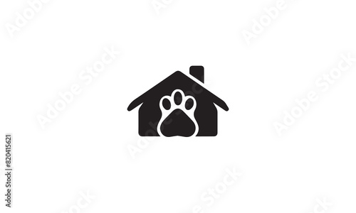 silhouette dog house logo black simple flat icon on white background