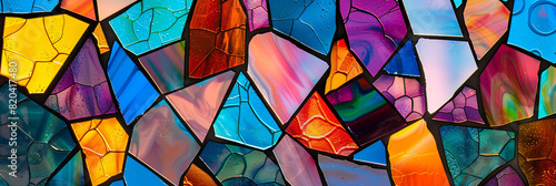 a mosaic of colorful stained glass pieces  generative AI