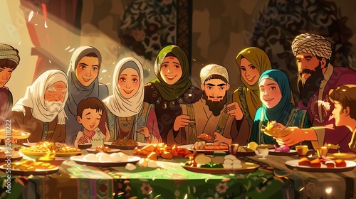 Muslim families coming together for a communal feast to mark the occasion. photo