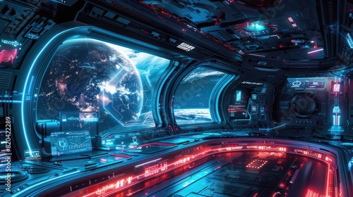 Exploring Advanced Technology in a Futuristic Sci-Fi Space Station © Jabrix