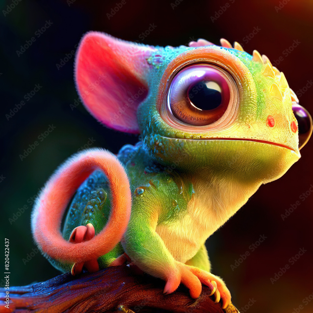 A Captivating Panther Chameleon Close-Up.with Generative AI technology A Captivating Panther Chameleon Close-Up.with Generative AI technology