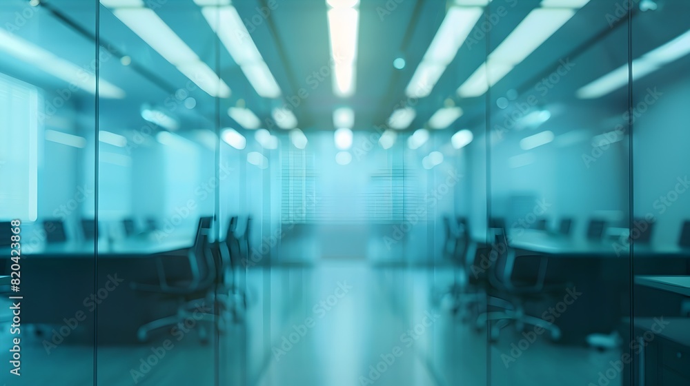 Minimalist Office Hall with Modular Workstations and Ambient Lighting for Productivity and Minimalist Office Hall with Modular Workstations and Ambient Lighting for Productivity and