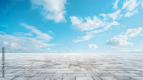 Vast Expanse of Minimalist Tiles Under an Ethereal Sky Horizon