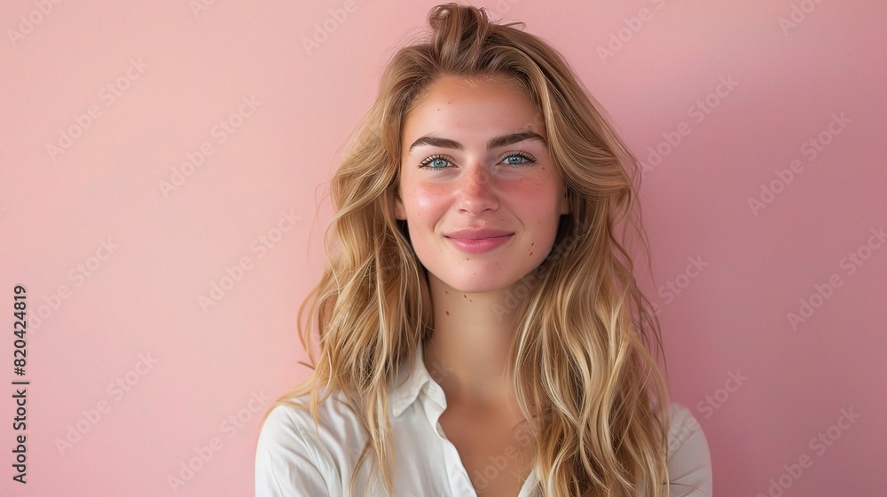 Fototapeta premium portrait of a female entrepreneur exuding confidence and happiness in a studio environment, isolated against a white background