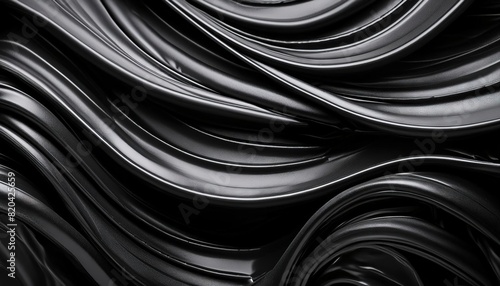 Abstract Close-Up of Black Liquid Waves