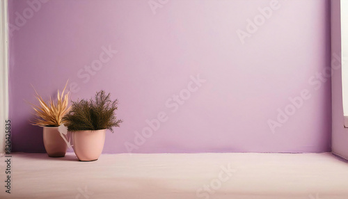 パステルパープルの部屋。奥行きのある紫色の空間。無地素材。レイアウト。Pastel purple room. A deep purple space. Plain material. layout.