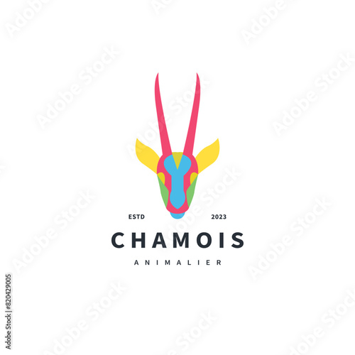 colorful chamois head vector logo design illustration
