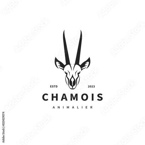 chamois head vintage logo design illustration