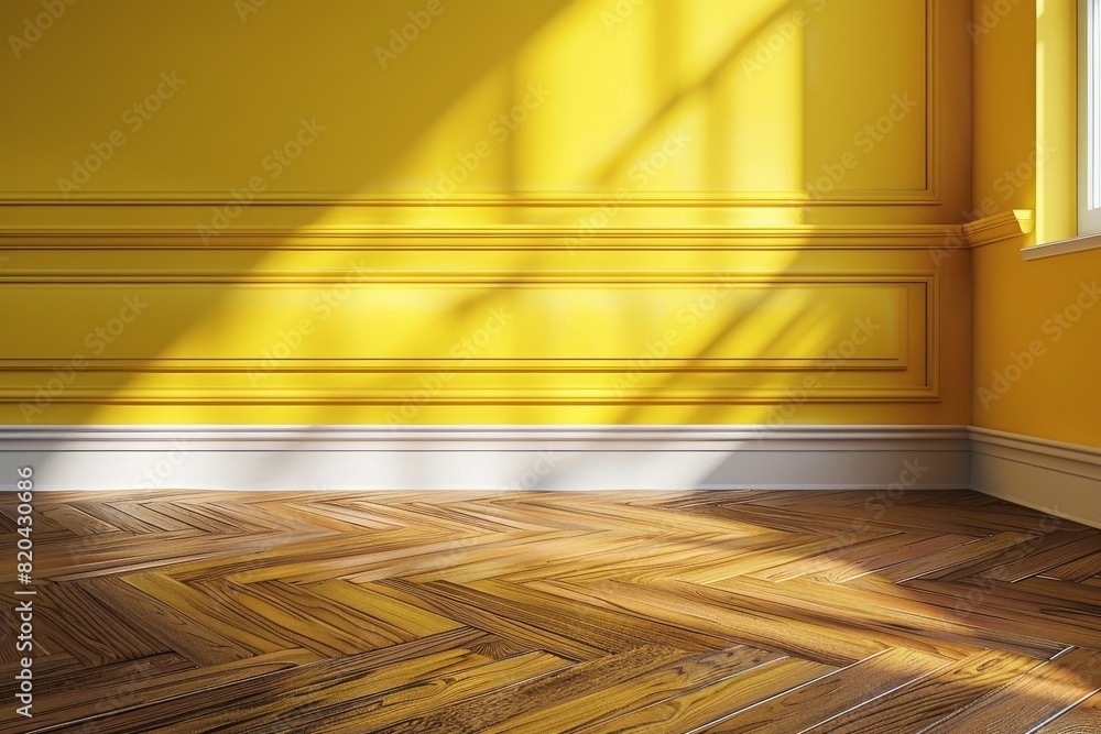 A empty room with a large window and a potted plant A empty room with a large window and a potted plant