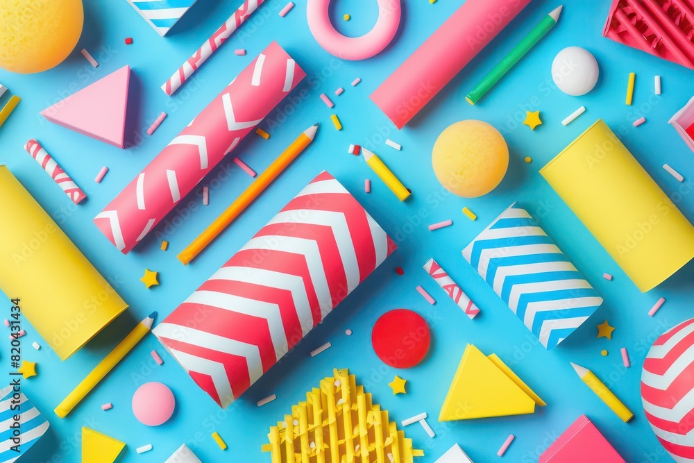 abstract geometric cylindrical objects with vivid colors
