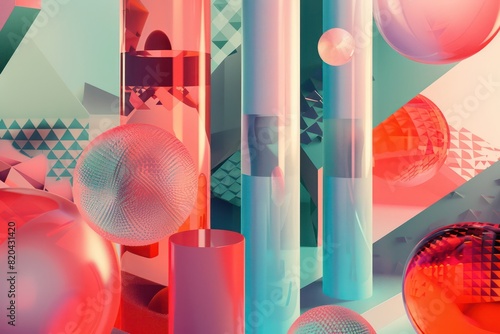 abstract geometric cylindrical objects with vivid colors
 photo