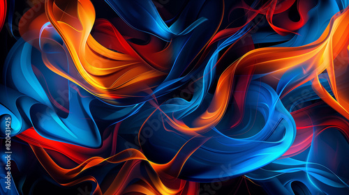 Abstract swirling patterns in vibrant blue and orange hues