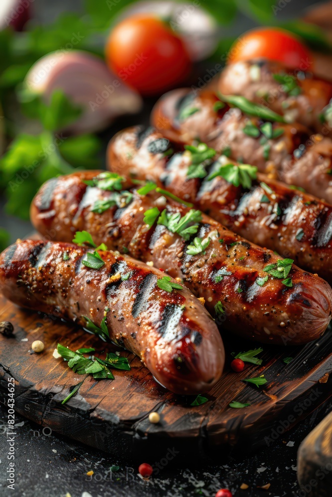 sausage German Bratwurst, grilled with realistic details and contrast
