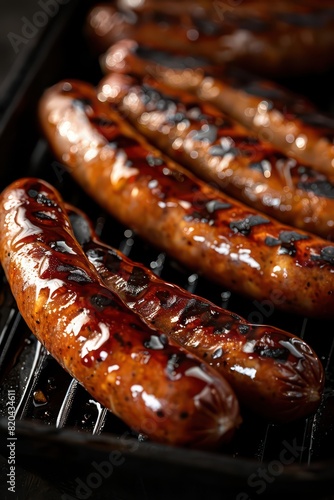 sausage German Bratwurst, grilled with realistic details and contrast 