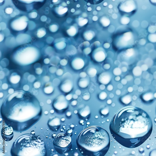 water droplets close up in vibrant and vivid blue with nice shimmering 