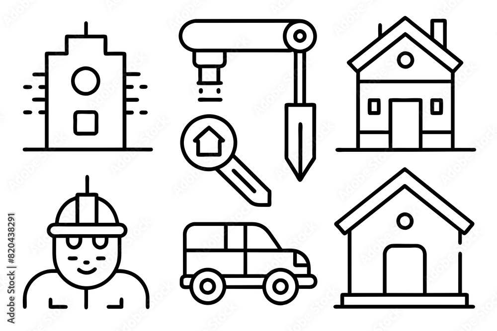 construction line icons vector silhouette illustration construction line icons vector silhouette illustration