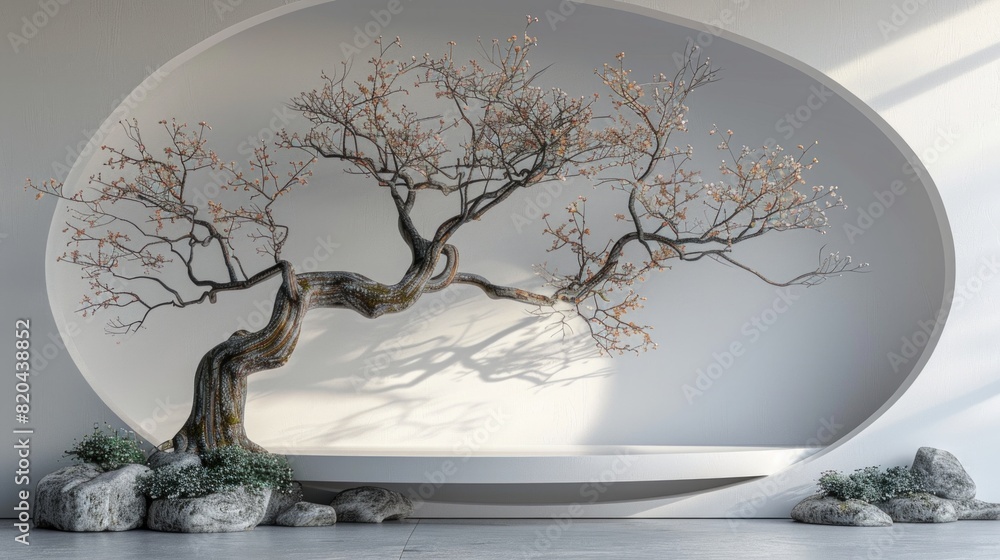 custom made wallpaper toronto digitalpodium with empty tree branch on white bg, with huge background, AI Generative