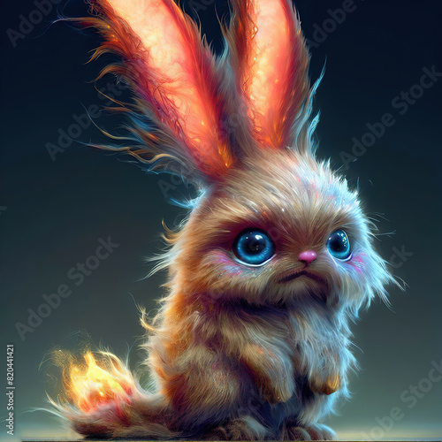 3D furry forest animal with beautiful colors and white background. with Generative AI technology	