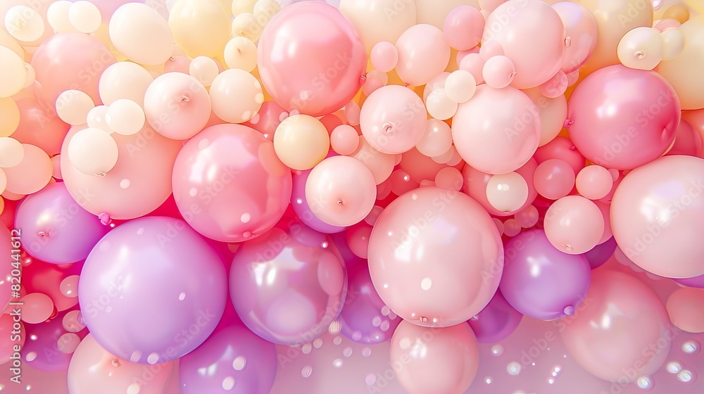 Birthday Celebration Background for Kids with Pastel Pink Balloon Garland - Festive Party Atmosphere with Lots of Balloons Birthday Celebration Background for Kids with Pastel Pink Balloon Garland - Festive Party Atmosphere with Lots of Balloons
