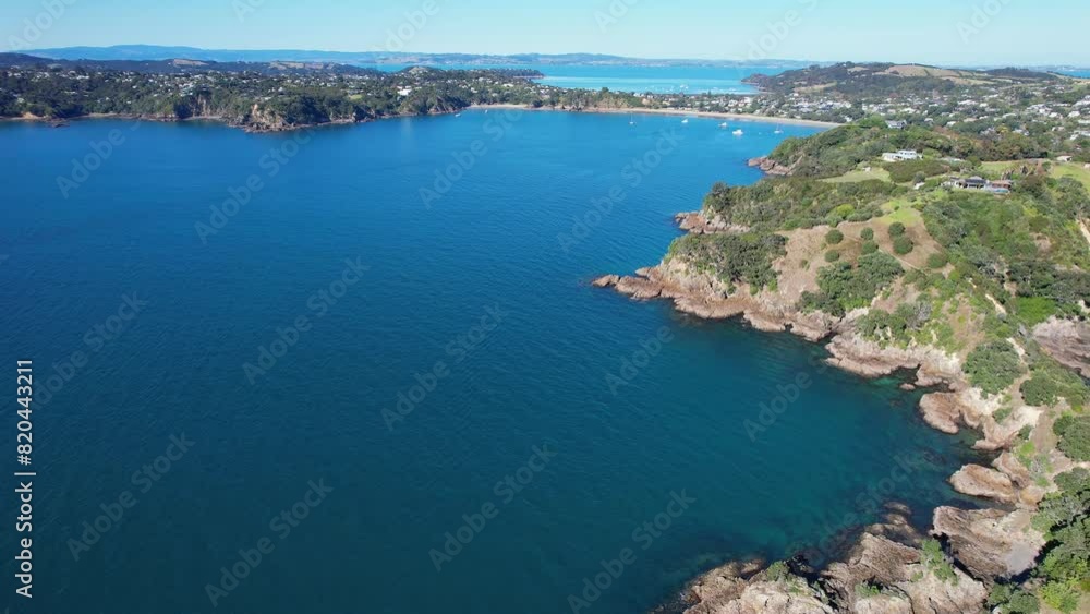 Tranquil Seascape In Waiheke Island, Auckland, New Zealand - Drone Shot Tranquil Seascape In Waiheke Island, Auckland, New Zealand - Drone Shot