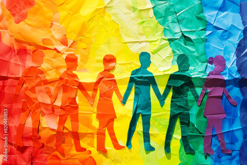 AI Image. Folk art paper collage of the LGBT pride concept