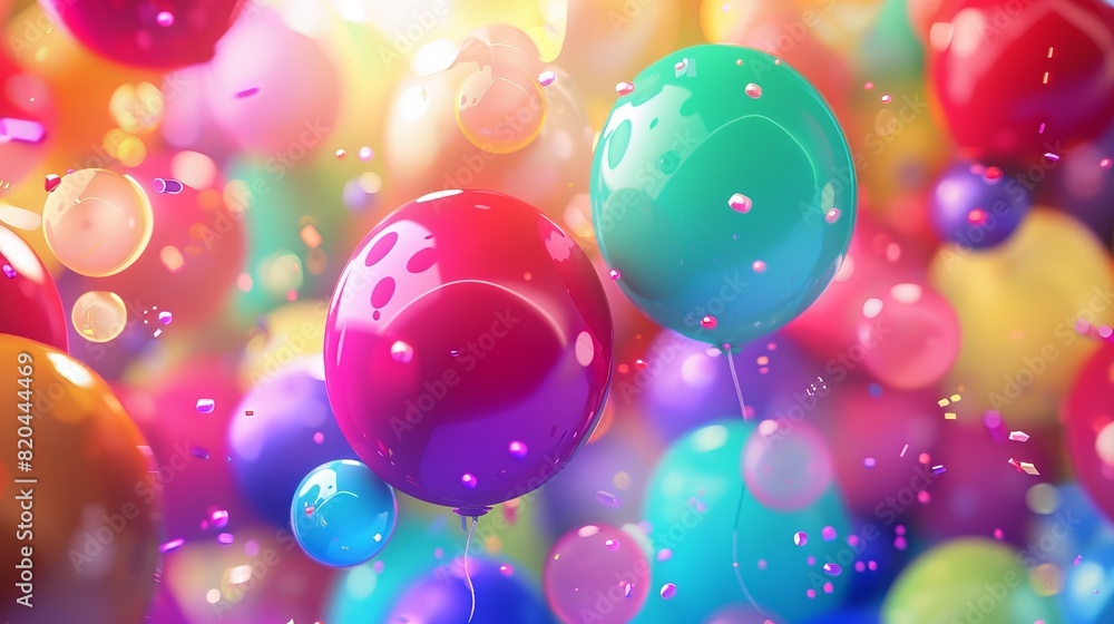 Vibrant Rainbow Balloons in Motion for Birthday or Anniversary Party Background - Generative AI Vibrant Rainbow Balloons in Motion for Birthday or Anniversary Party Background - Generative AI