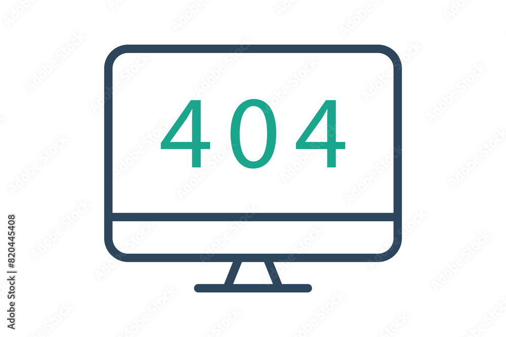 error icon. monitor with 404. icon related to information technology. line icon style. technology element vector illustration error icon. monitor with 404. icon related to information technology. line icon style. technology element vector illustration