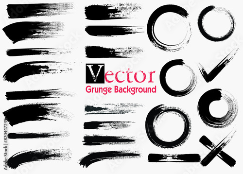 Vector paintbrush set. Brush strokes text boxes. Grunge design elements. Dirty texture banners. Ink splatters. Painted objects, Vector paintbrush set. Brush strokes text boxes. Grunge design elementse