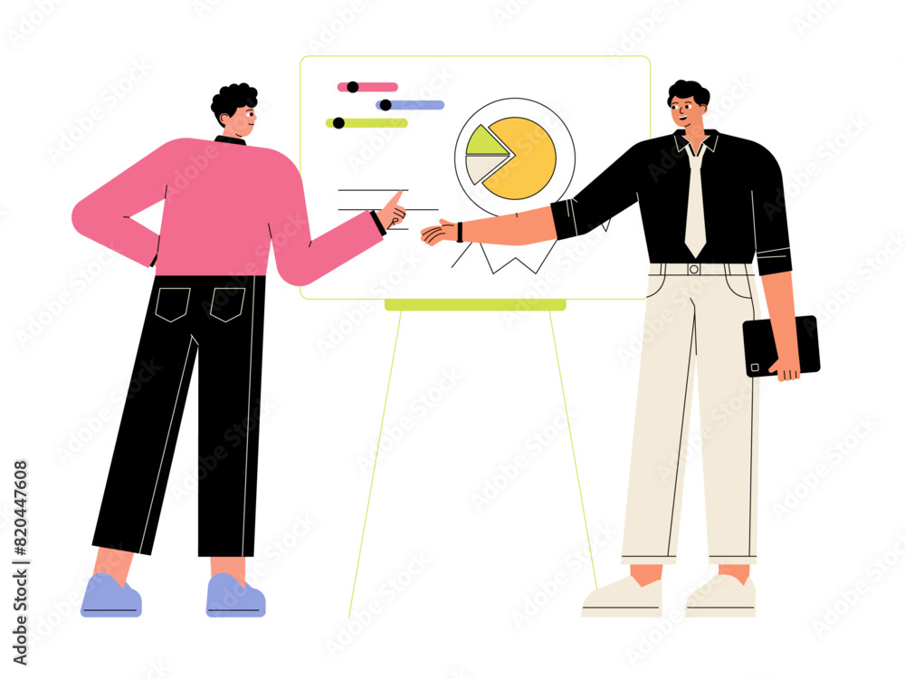 Business marketing presentation. Meeting and presentation vector illustration
