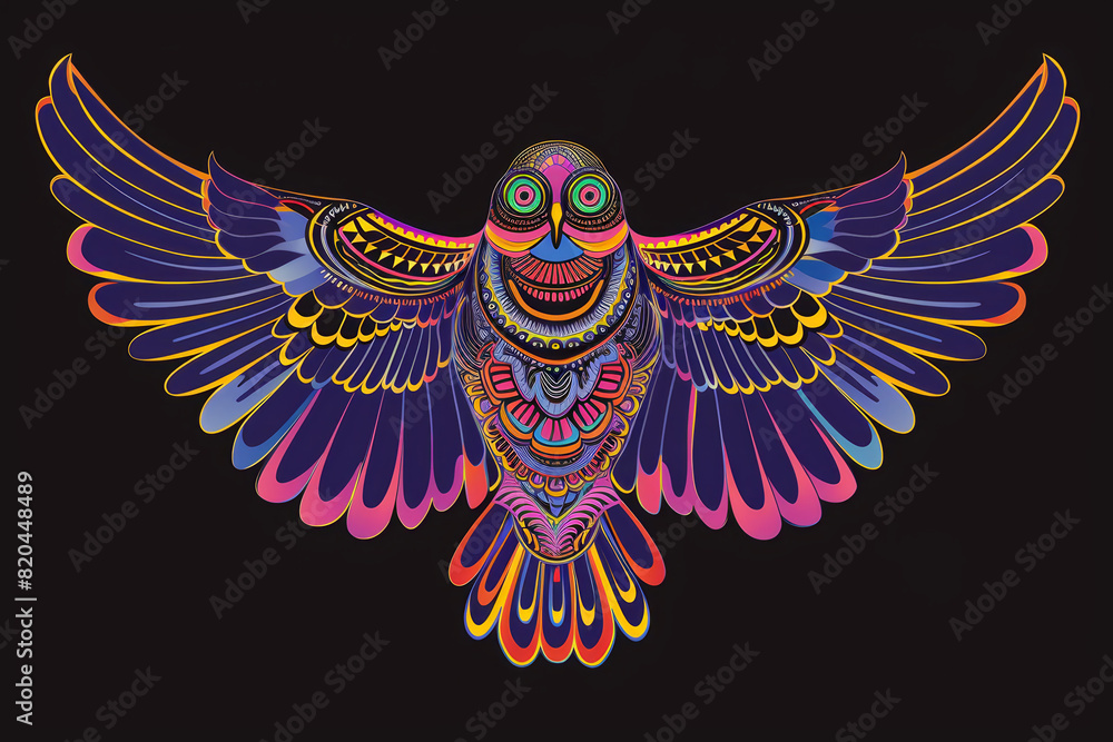 A colorful owl with a smile on its face A colorful owl with a smile on its face