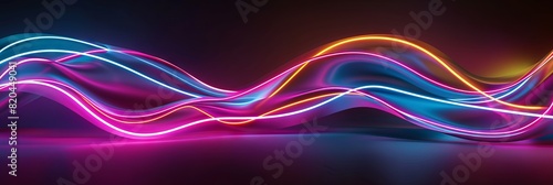 3d Render Abstract Background With Colorful Neon Line