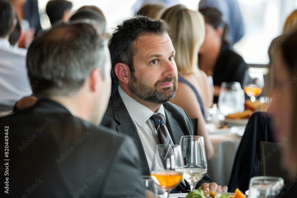 A stock broker attending a charity fundraiser, demonstrating their commitment to giving back to the community, Generative AI A stock broker attending a charity fundraiser, demonstrating their commitment to giving back to the community, Generative AI