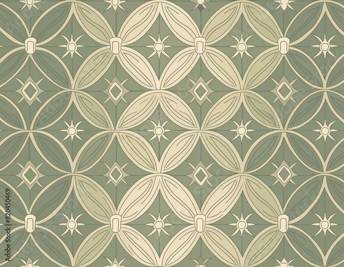 Sophisticated Style: Floral and Geometric Pattern in Vintage Hues photo