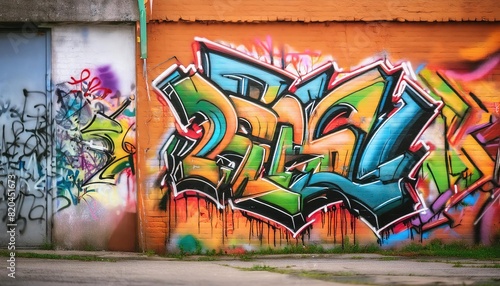 Title  Vibrant Urban Street Art Graffiti Mural