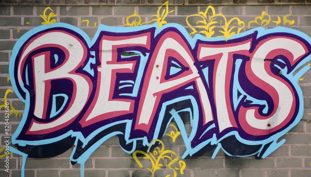 Naklejka premium Vibrant 'Beats' Street Art Graffiti Mural
