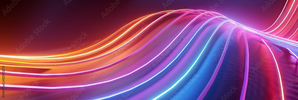 3d Render Abstract Background With Colorful Neon Line 3d Render Abstract Background With Colorful Neon Line