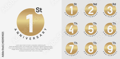 anniversary logotype vector set with gold color circle can be use for celebration moment