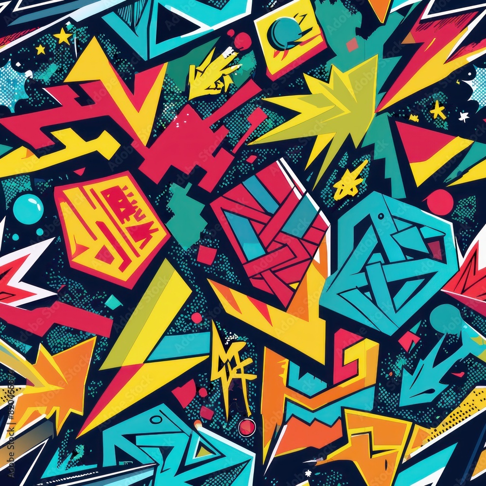 Seamless pattern of grungy concrete textures with graffiti tags and urban art, capturing the vibrant energy of city streets, Generative AI Seamless pattern of grungy concrete textures with graffiti tags and urban art, capturing the vibrant energy of city streets, Generative AI