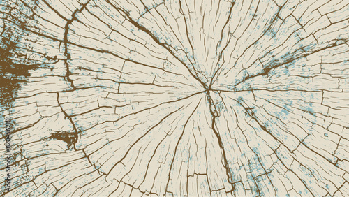 3-16c. Wood Section Texture - Illustration. Nite Vector Texture in Old Trees