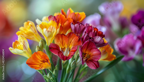 Wallpaper Mural Freesia Garden in Full Bloom, Colorful Splendor of Spring,  lush abundance of Freesia blooms in a garden setting during springtime, showcasing the beauty of the season Torontodigital.ca